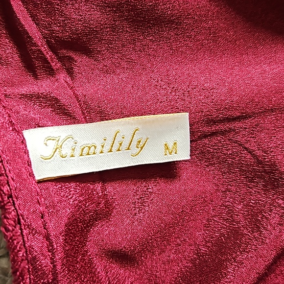 NWOT Kimi lily Wine Red Lace Midi Dress. - Picture 9 of 9